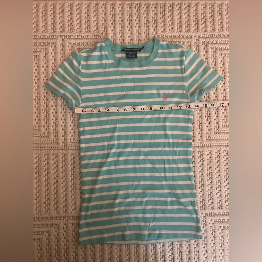Polo Ralph Lauren Women’s S/P Preppy Sporty Blue White Striped Cotton Blouse Top - Picture 6 of 15